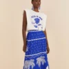 Farm Rio Blue Ondina Midi Skirt