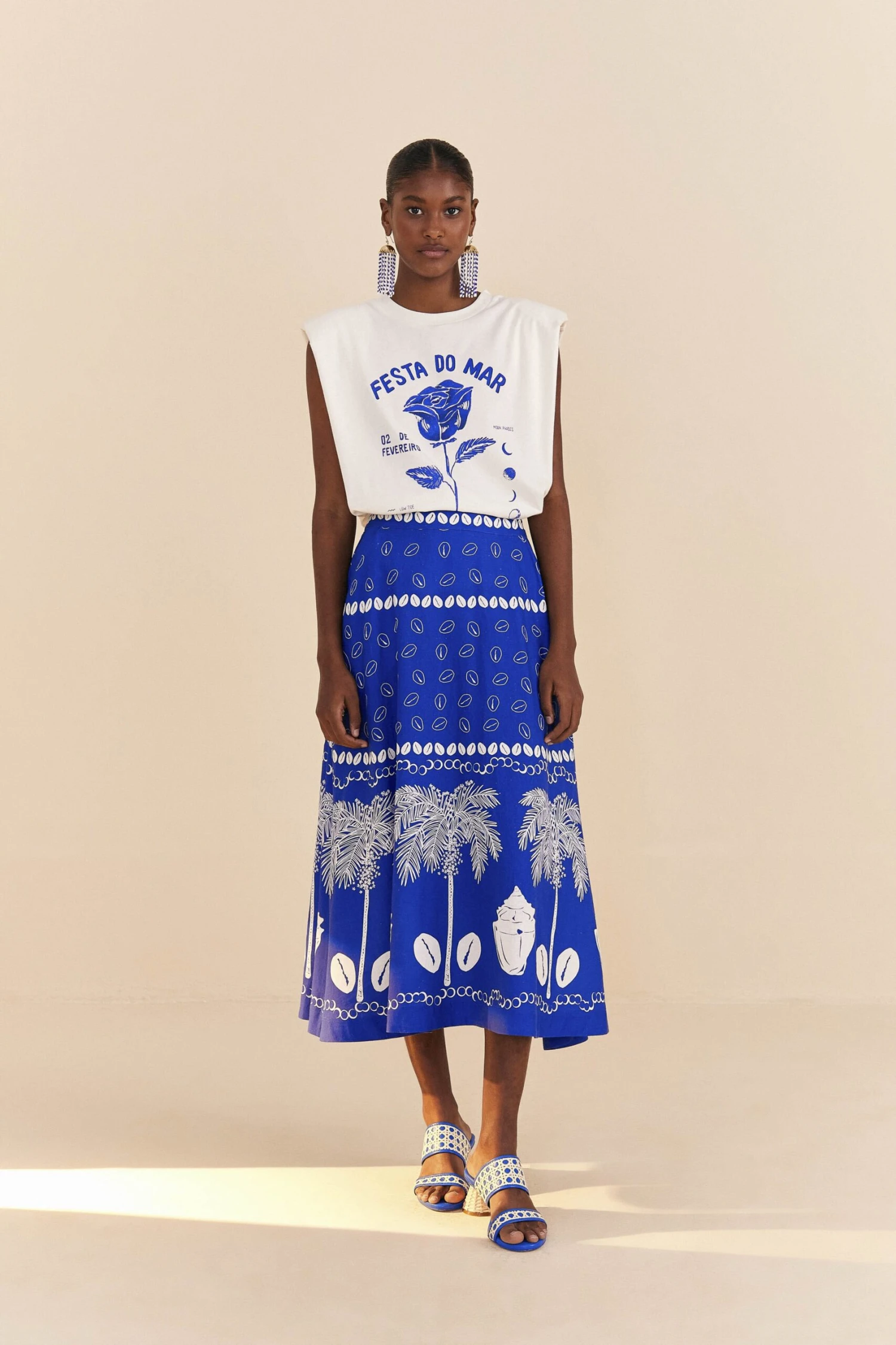 Farm Rio Blue Ondina Midi Skirt 2 Farm Rio Blue Ondina Midi Skirt - Image 2