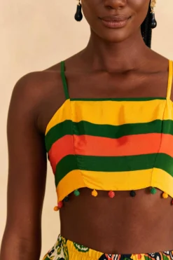 Farm Rio Yellow, Green & Red Striped Crop Top -Farm Rio Shop 310659 03 scaled