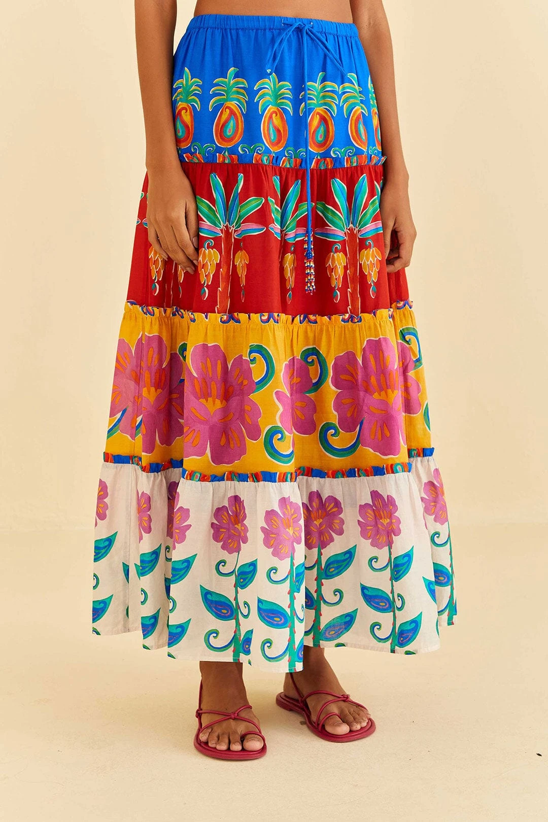 Farm Rio Off-White Vivid Garden Maxi Skirt 2 Farm Rio Off-White Vivid Garden Maxi Skirt - Image 2