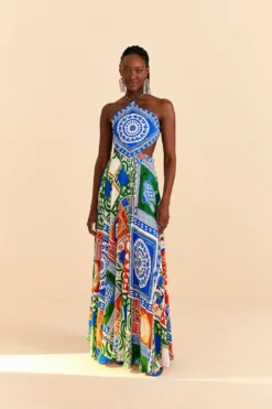 Farm Rio Off-White Pitta Colors Maxi Dress