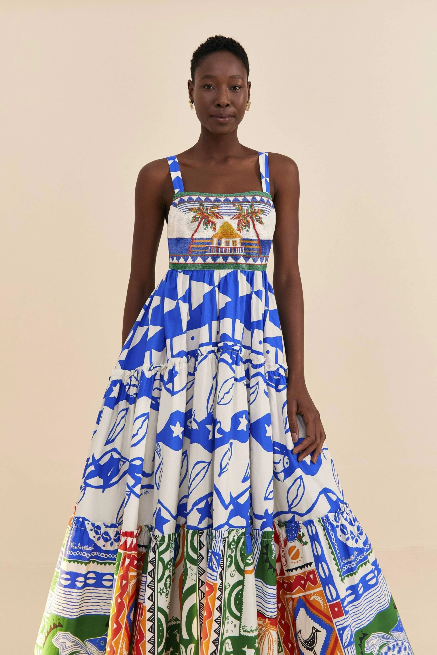 Farm Rio Mixed Pitta Colors Organic Cotton Embroidered Midi Dress 2 Farm Rio Mixed Pitta Colors Organic Cotton Embroidered Midi Dress - Image 2