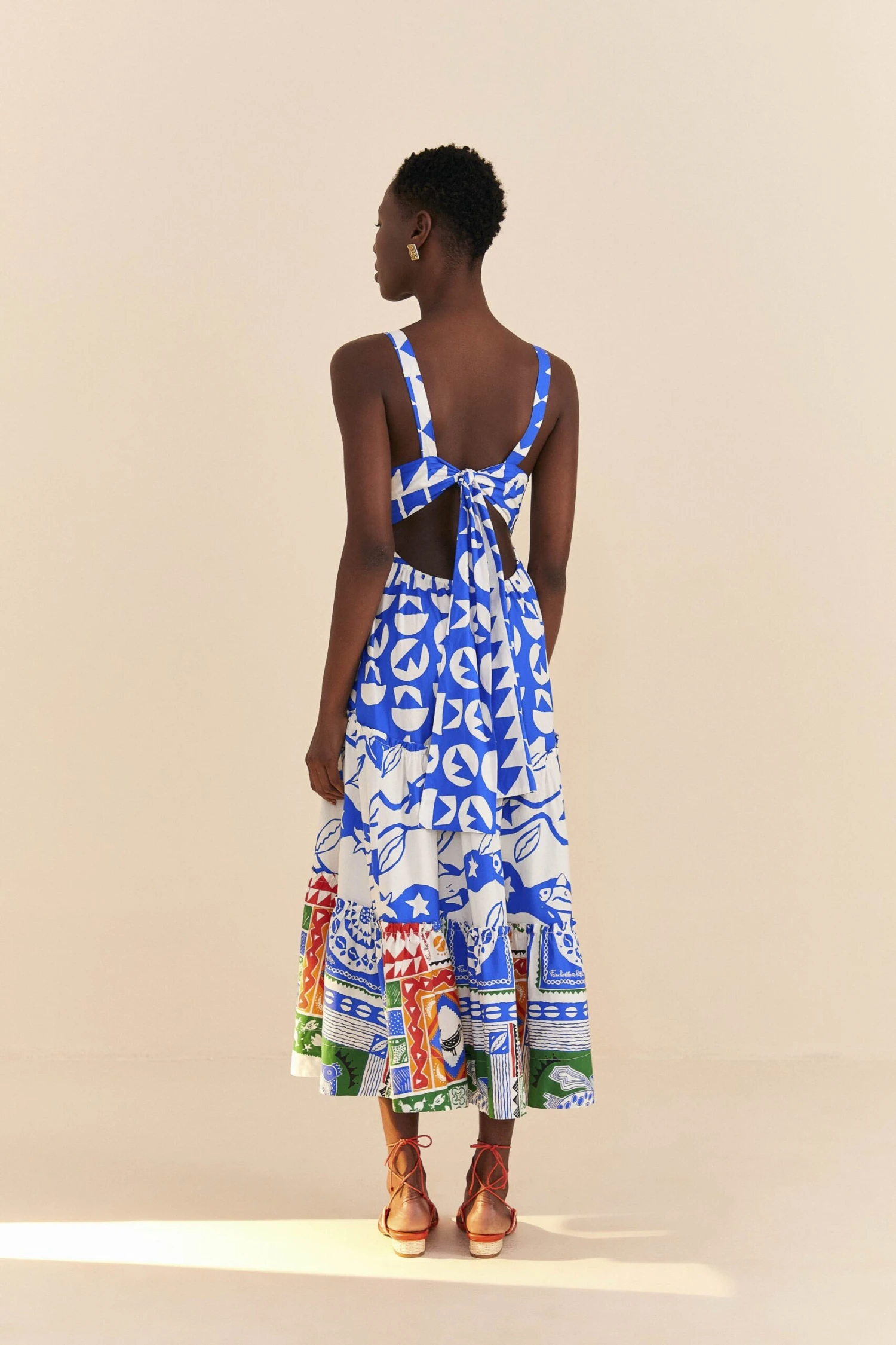 Farm Rio Mixed Pitta Colors Organic Cotton Embroidered Midi Dress 4 Farm Rio Mixed Pitta Colors Organic Cotton Embroidered Midi Dress - Image 4