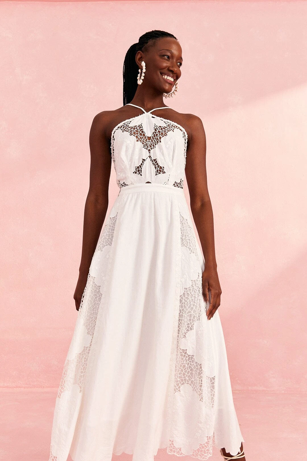 Farm Rio Off-White Embroidered Midi Dress 2 Farm Rio Off-White Embroidered Midi Dress - Image 2