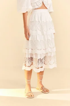 Farm Rio White Lace Midi Skirt -Farm Rio Shop 310676 03