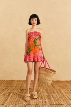 Farm Rio Romantic Garden & Leopard Pop Short Cover-Up