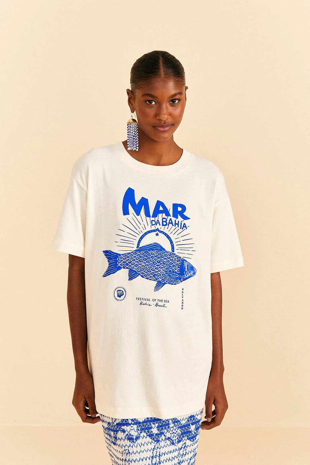 Farm Rio White Mar Da Bahia Organic Cotton T-shirt 1 Farm Rio White Mar Da Bahia Organic Cotton T-shirt