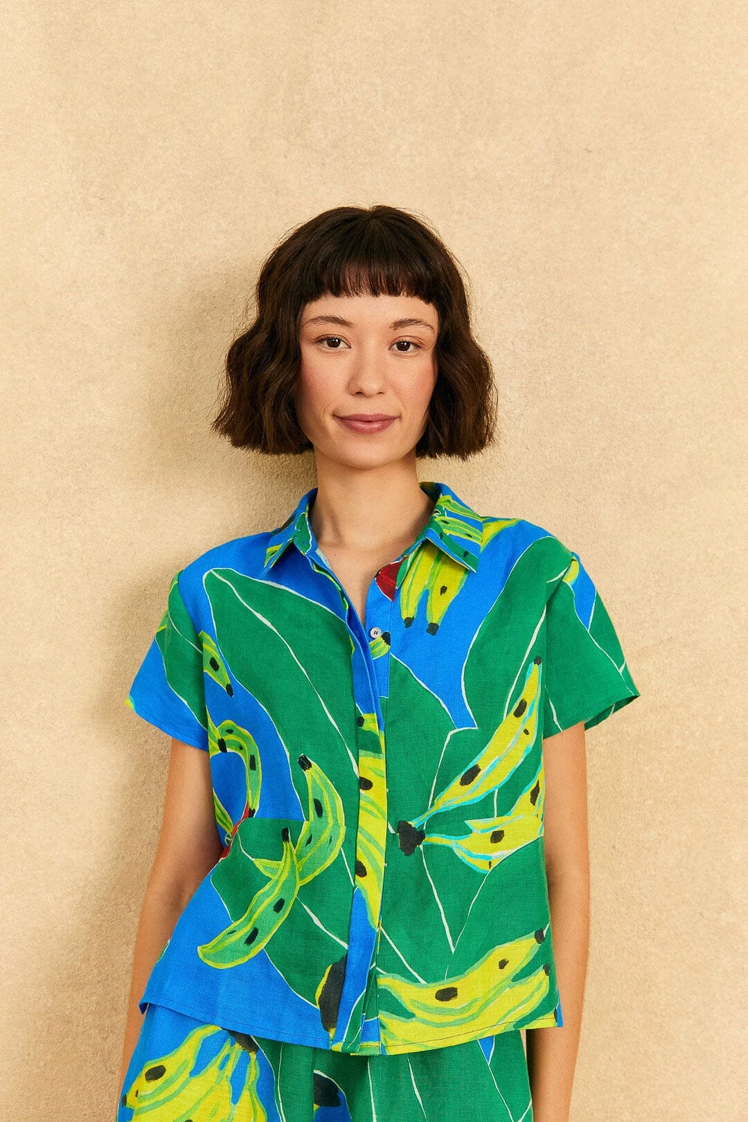 Farm Rio Blue Banana Leaves Shirt 1 Farm Rio Blue Banana Leaves Shirt