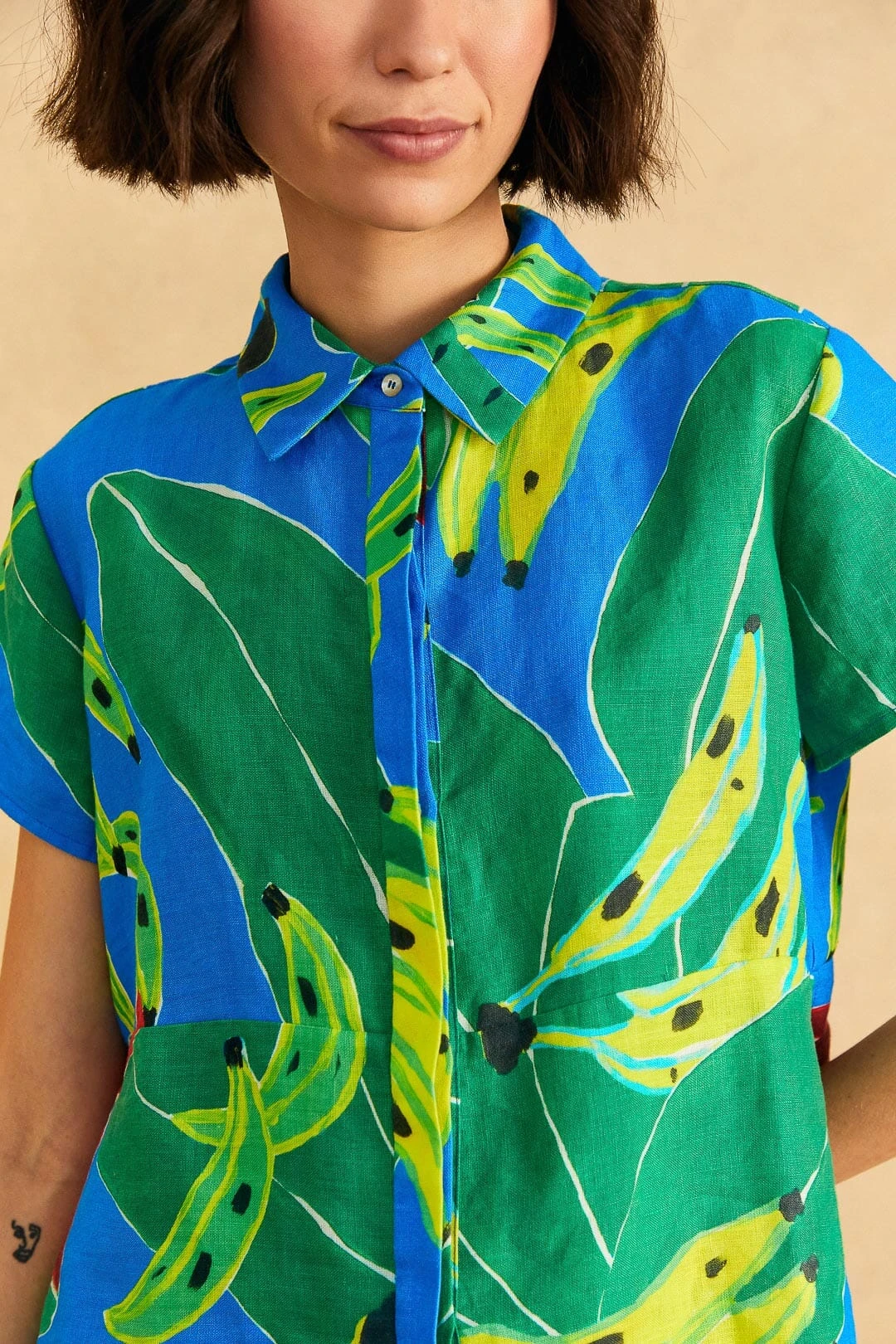 Farm Rio Blue Banana Leaves Shirt 3 Farm Rio Blue Banana Leaves Shirt - Image 3