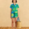 Farm Rio Blue Banana Leaves Shorts