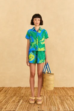 Farm Rio Blue Banana Leaves Shorts