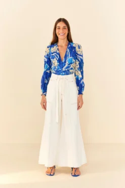 Farm Rio Off White Twill Pants