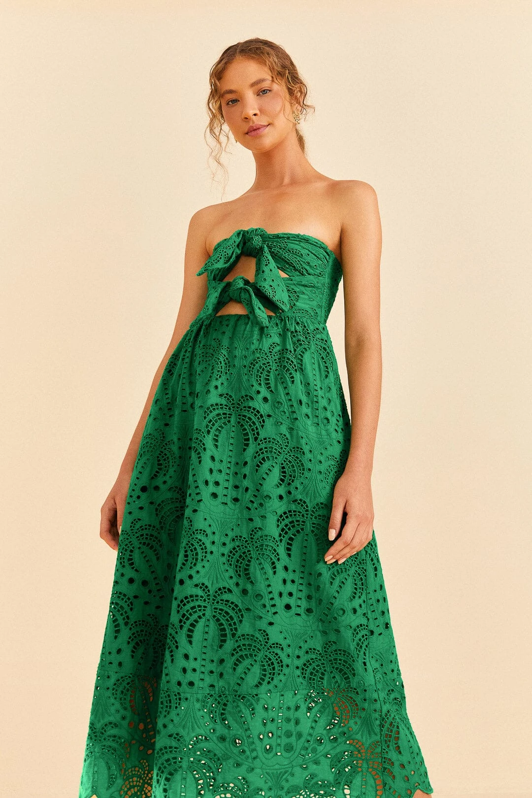 Farm Rio Green Coconut Tree Richelieu Midi Dress 2 Farm Rio Green Coconut Tree Richelieu Midi Dress - Image 2