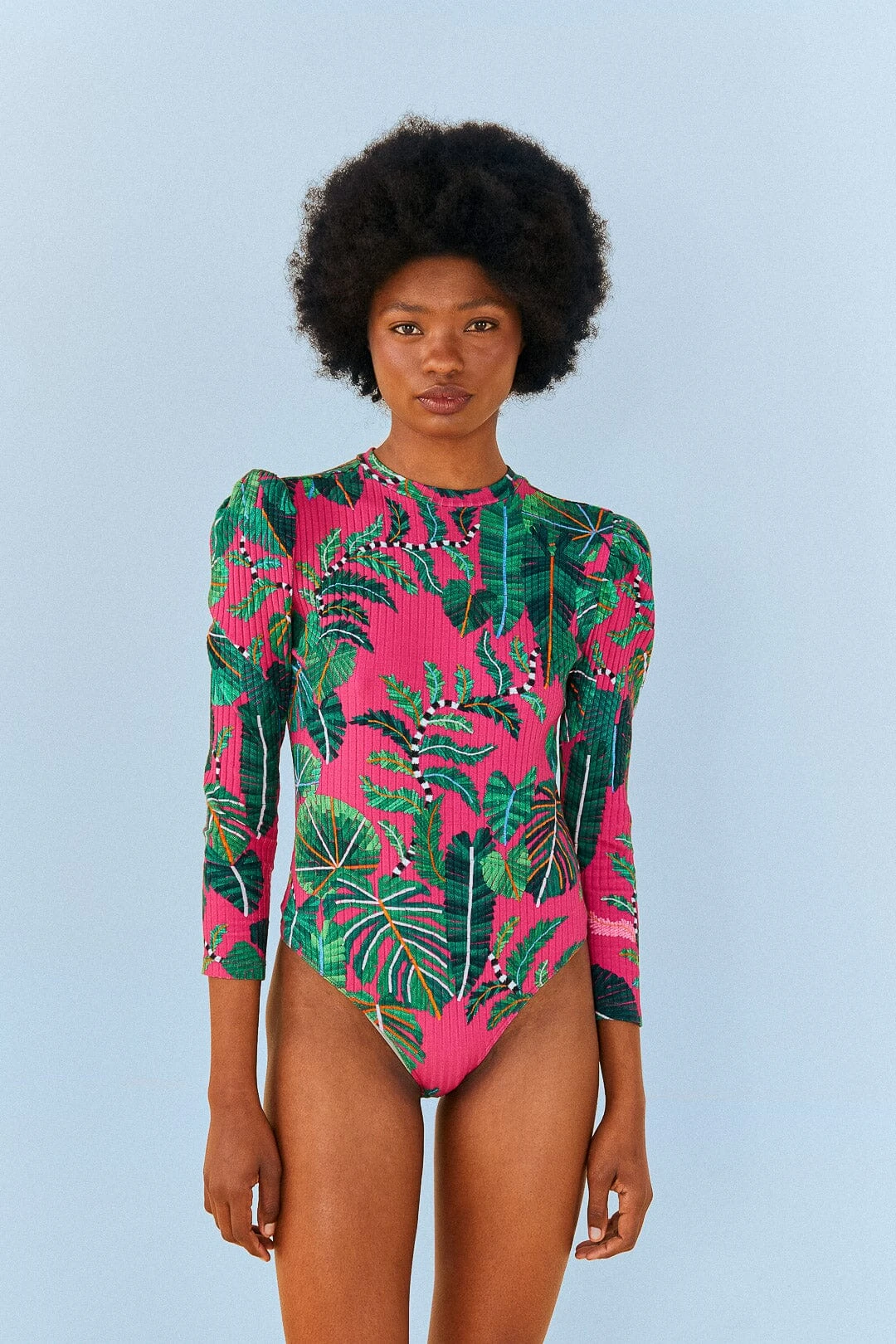 Farm Rio Pink Leaves Oganic Cotton Bodysuit 2 Farm Rio Pink Leaves Oganic Cotton Bodysuit - Image 2