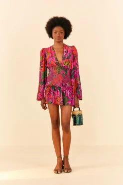 Farm Rio Pink Cool Leopards Lenzing™ Ecovero™ Viscose Mini Dress