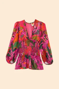 Farm Rio Pink Cool Leopards Lenzing™ Ecovero™ Viscose Mini Dress -Farm Rio Shop 311369 06