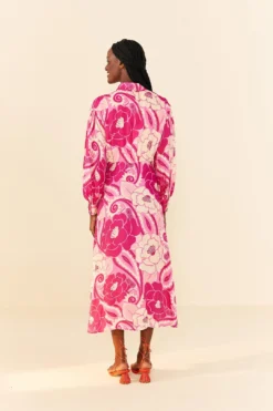 Farm Rio Pink Tropical Groove Midi Dress -Farm Rio Shop 311372 03