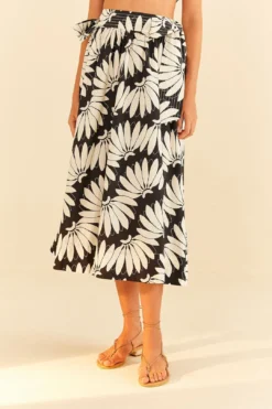 Farm Rio Black Copacabana Bow Midi Skirt -Farm Rio Shop 311375 03