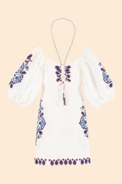 Farm Rio Off-White Navy Embroidery Mini Dress 11 Farm Rio Off-White Navy Embroidery Mini Dress -Farm Rio Shop 311390