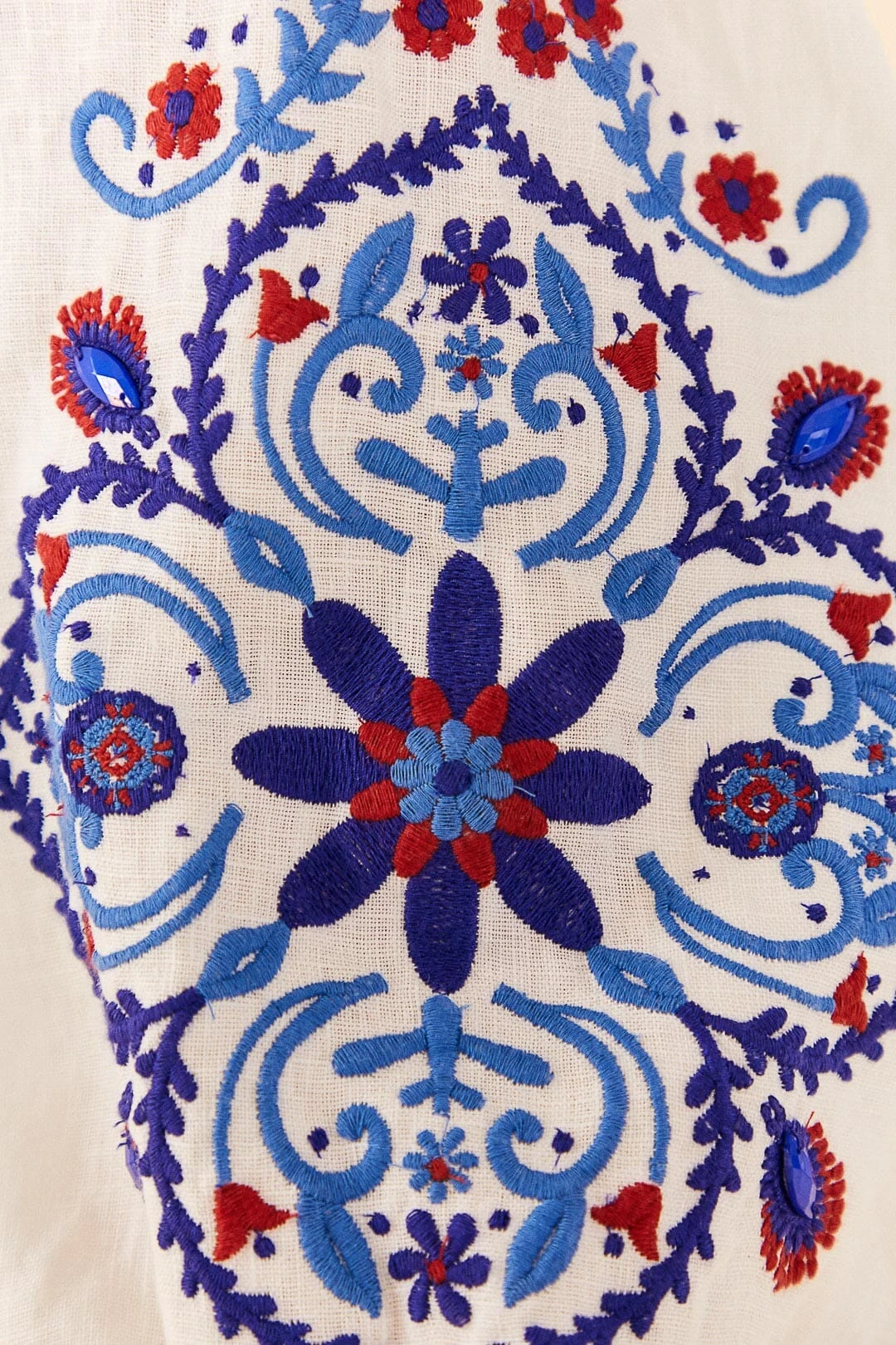 Farm Rio Off-White Navy Embroidery Mini Dress 5 Farm Rio Off-White Navy Embroidery Mini Dress - Image 5