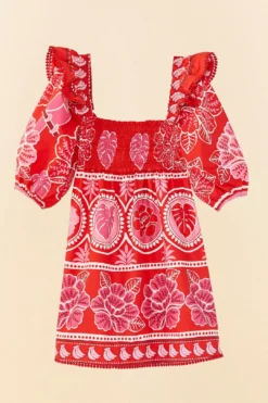 Farm Rio Red Summer Sunrise Organic Cotton Mini Dress -Farm Rio Shop 311432 06