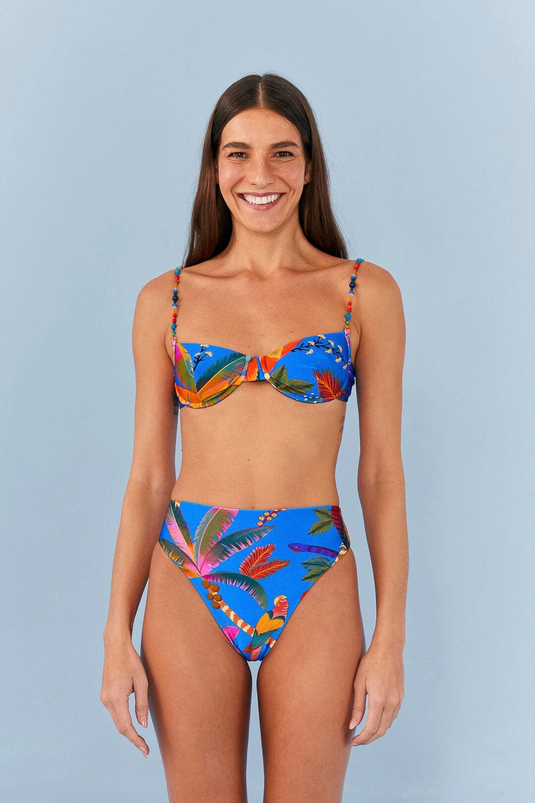 Farm Rio Blue Macaw Party High Waisted Bikini Bottom 2 Farm Rio Blue Macaw Party High Waisted Bikini Bottom - Image 2