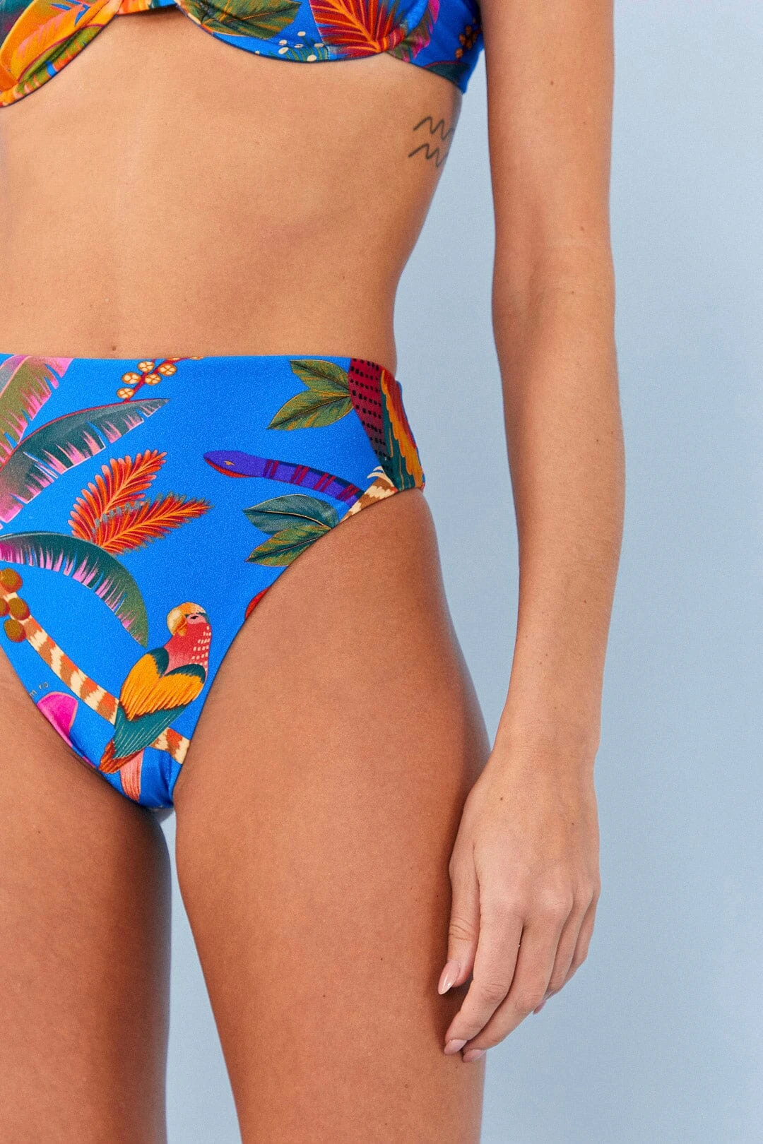 Farm Rio Blue Macaw Party High Waisted Bikini Bottom 3 Farm Rio Blue Macaw Party High Waisted Bikini Bottom - Image 3