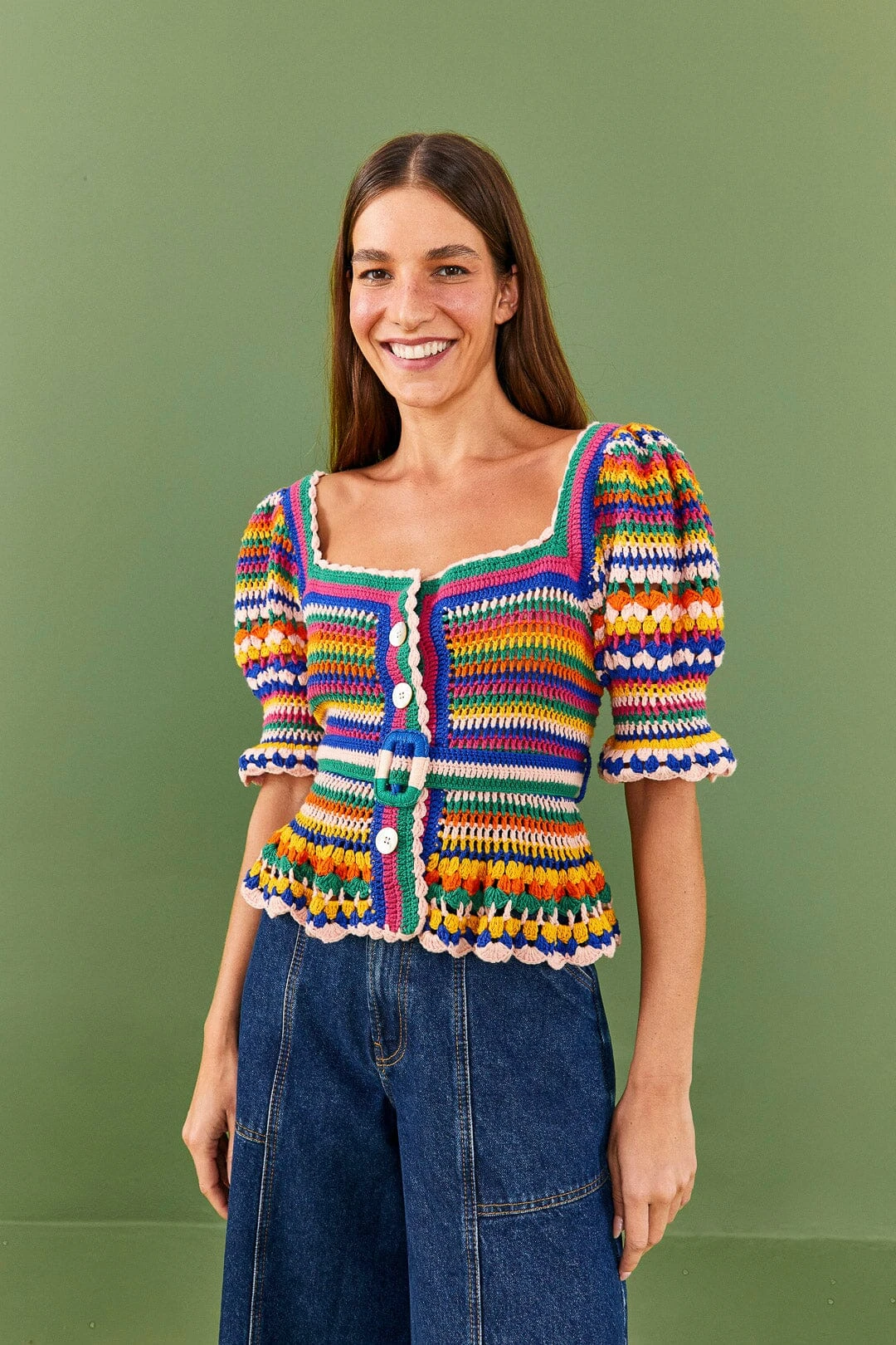 Farm Rio Multi Stitches Crochet Blouse 2 Farm Rio Multi Stitches Crochet Blouse - Image 2