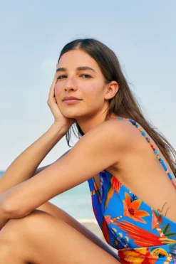 Farm Rio Blue Macaw Party One Piece Swimsuit -Farm Rio Shop 311701 03