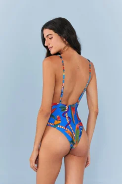 Farm Rio Blue Macaw Party One Piece Swimsuit -Farm Rio Shop 311701 06