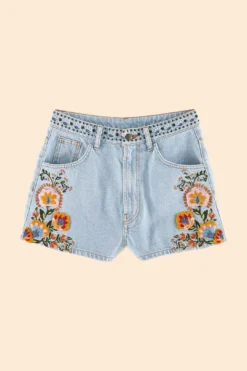 Farm Rio Summer Garden Embroidered Denim Shorts -Farm Rio Shop 311873 06