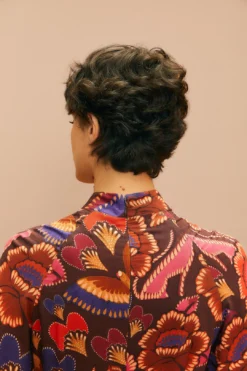 Farm Rio Brown Bright Flora Long Sleeve Mini Dress -Farm Rio Shop 311972 05