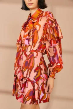 Farm Rio Rose Wild Horses Tiered Mini Skirt -Farm Rio Shop 311997 03