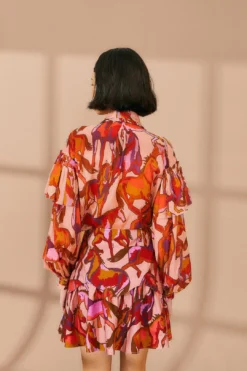 Farm Rio Rose Wild Horses Tiered Mini Skirt -Farm Rio Shop 311997 04