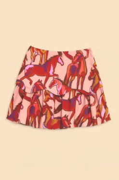 Farm Rio Rose Wild Horses Tiered Mini Skirt -Farm Rio Shop 311997 06