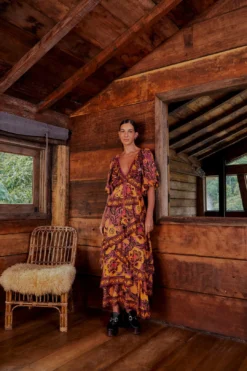 Farm Rio Blush Garden Bloom Maxi Dress