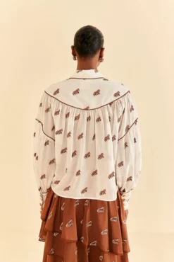 Farm Rio Off-White Embroidered Horses Blouse -Farm Rio Shop 312012 05