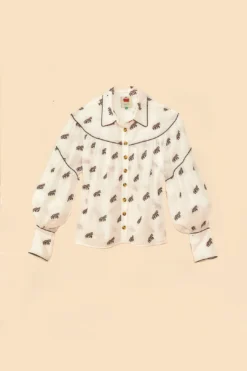 Farm Rio Off-White Embroidered Horses Blouse -Farm Rio Shop 312012 08
