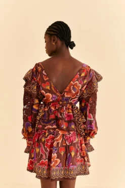 Farm Rio Brown Bright Flora Mini Skirt -Farm Rio Shop 312014 04