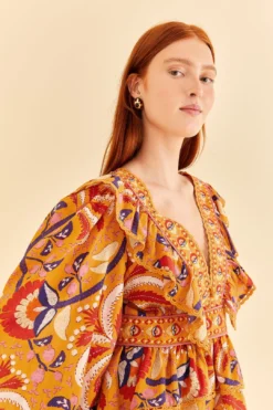 Farm Rio Yellow Palms Party Ruffle Blouse 9 Farm Rio Yellow Palms Party Ruffle Blouse -Farm Rio Shop 312021 03