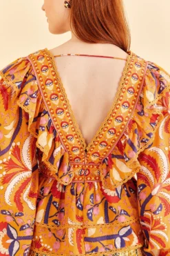 Farm Rio Yellow Palms Party Ruffle Blouse 11 Farm Rio Yellow Palms Party Ruffle Blouse -Farm Rio Shop 312021 05