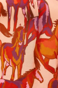 Farm Rio Rose Wild Horses Bow Neck Tie Blouse -Farm Rio Shop 312022 05