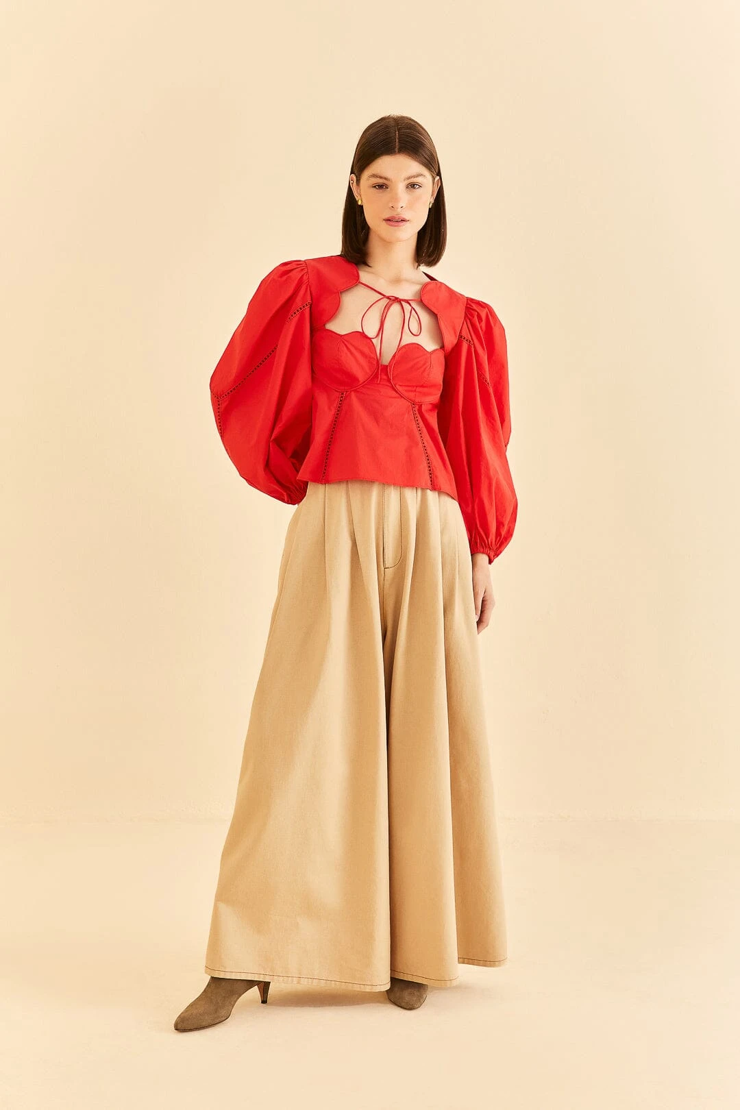 Farm Rio Red Heart Shaped Neckline Blouse 2 Farm Rio Red Heart Shaped Neckline Blouse - Image 2