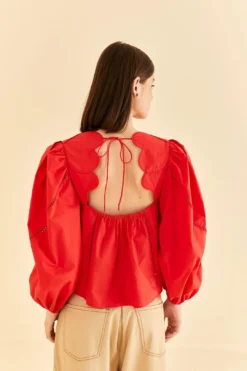 Farm Rio Red Heart Shaped Neckline Blouse 8 Farm Rio Red Heart Shaped Neckline Blouse -Farm Rio Shop 312025 04