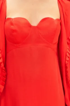 Farm Rio Red Heart Shaped Neckline Long Sleeve Midi Dress -Farm Rio Shop 312027 06