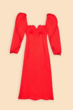Farm Rio Red Heart Shaped Neckline Long Sleeve Midi Dress -Farm Rio Shop 312027 07 1