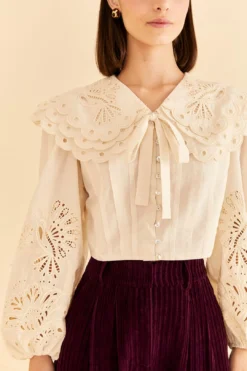 Farm Rio Off-White Richelieu Big Collar Blouse -Farm Rio Shop 312044 03