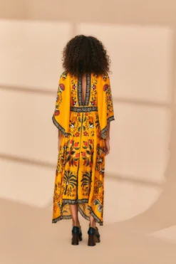 Farm Rio Yellow Tropical Tapestry Kaftan Dress -Farm Rio Shop 312047 04