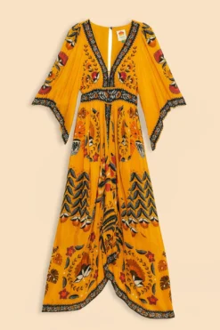 Farm Rio Yellow Tropical Tapestry Kaftan Dress -Farm Rio Shop 312047 06
