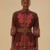 Farm Rio Brown Bright Flora Short Sleeve Mini Dress